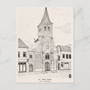 Breda Niederländische Vintage-Architektur-Skizzenk Postkarte