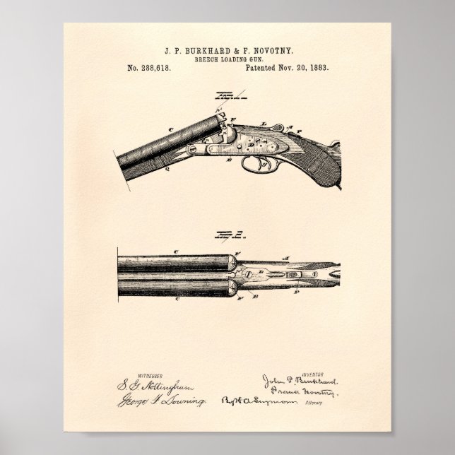 Breech Loading Gun 1883 Patent Art - Old Peper Poster (Vorne)