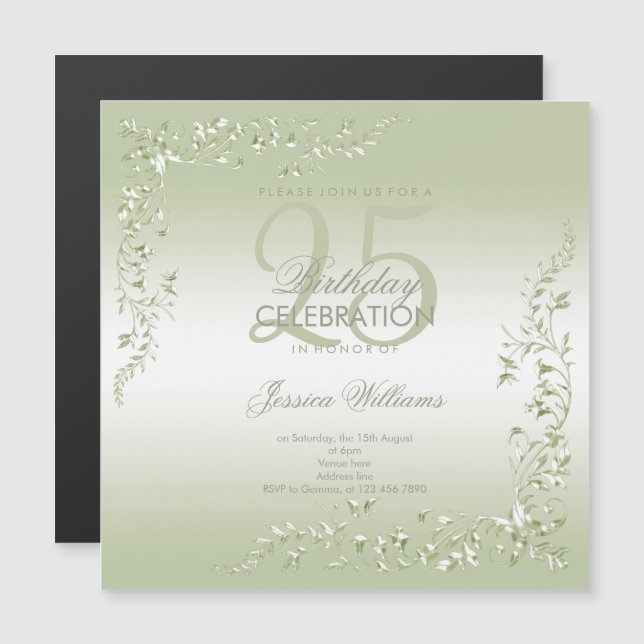 Breezeway Dekoration 25. Geburtstag Magneteinladung (Vorne/Hinten)
