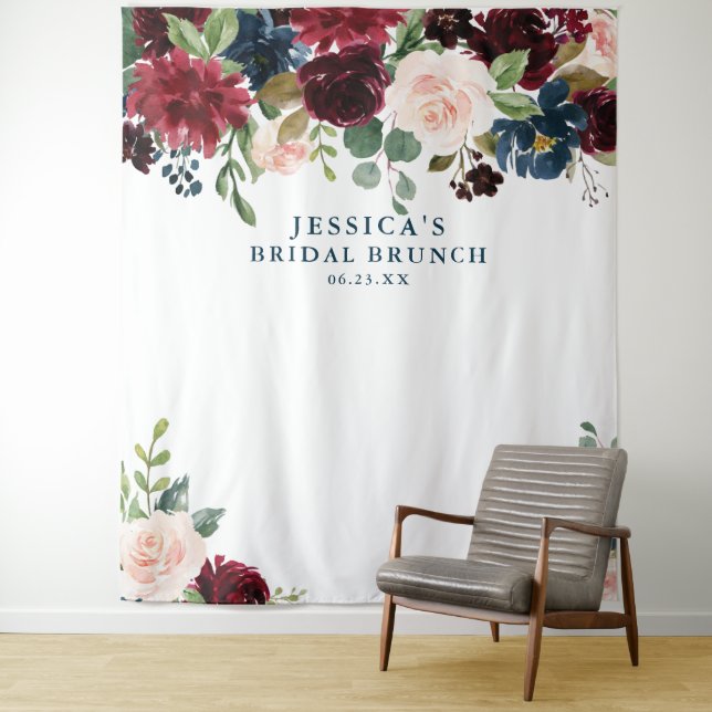 Breezy Burgundy Backdrop Foto Booth Wedding Wandteppich (Beispiel)