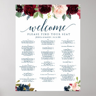Breezy Burgundy Navy Hochzeitstabelle Poster