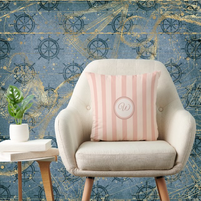 Breezy gestreiftes Kissen in Strandpfirsich mit an (Von Creator hochgeladen)