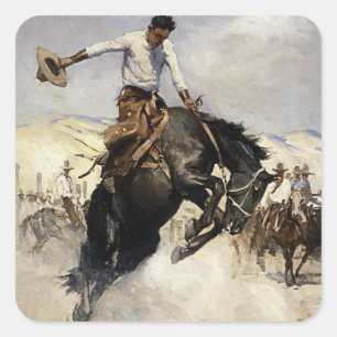 "Breezy Riding" Western Art von WHD Koerner Quadratischer Aufkleber