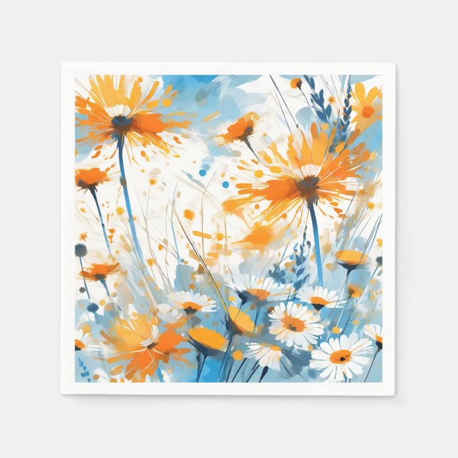 Breezy Wildblume Field in Orange Serviette (Vorderseite)
