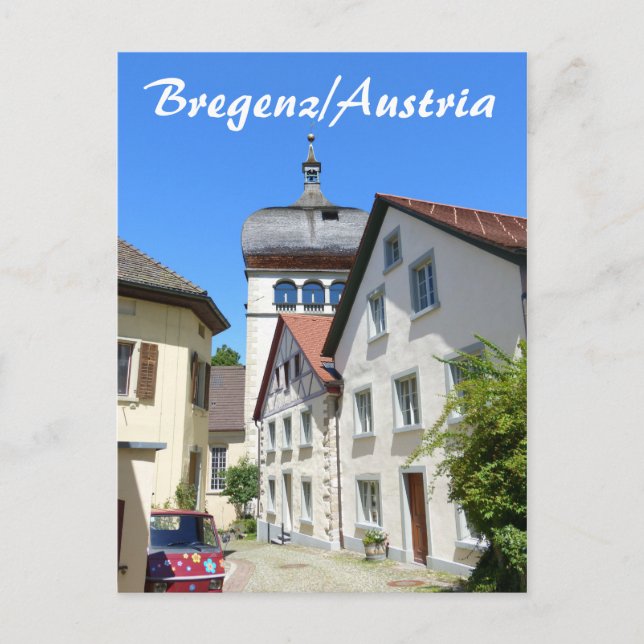Bregenz in der österreichischen Altstadt Postkarte (Vorderseite)