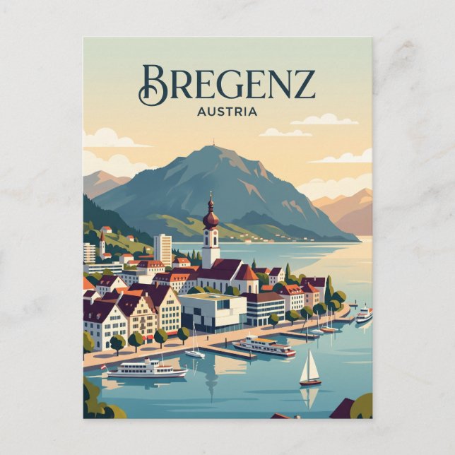 Bregenz Skyline Österreich Postkarte (Vorderseite)
