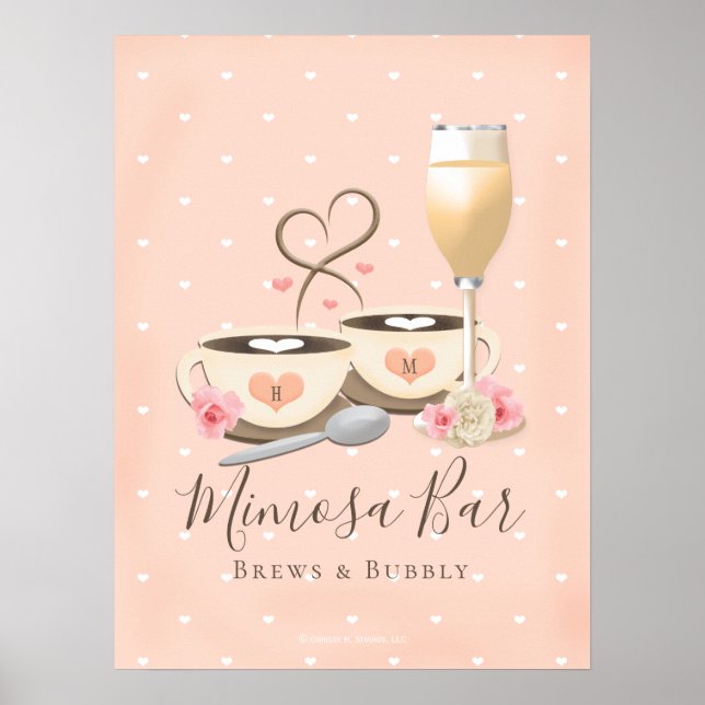 Brei und Bubbly Coffee and Mimosa Bar Sign Poster (Vorne)