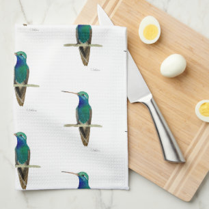 Breit-berechneter Kolibri auf einer Niederlassung Geschirrtuch