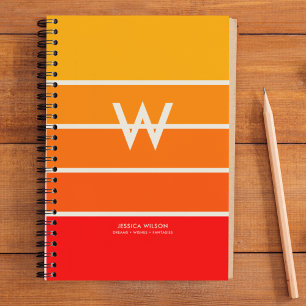 Breit gestreifte Sunrise-Monogramm-Personalisierun Notizbuch