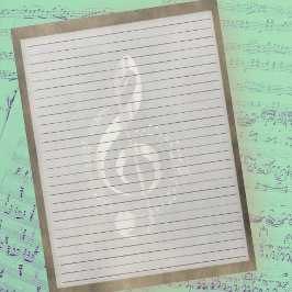 Breitband Gold Music Treble Clef Sepia 8.5 x 11 Notizblock