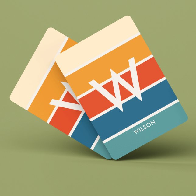 Breitband Retro Strickmonogramm Persönlich Spielkarten (Von Creator hochgeladen)