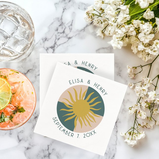 BREITBREITENDE MODERNE ANLAGE SERVIETTE (Seaside Soiree WEDDING Engagment Modern CUSTOM Napkins
)