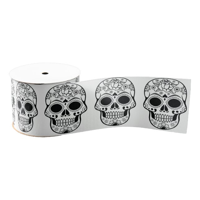 Breite 3ins Ribbon - Rock Chick Skulls Ripsband (Spule)