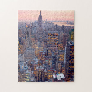 Breite Ansicht von Manhattan am Sonnenuntergang Puzzle