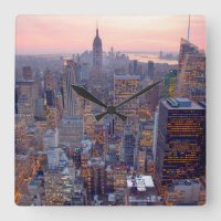 Breite Ansicht von Manhattan am Sonnenuntergang