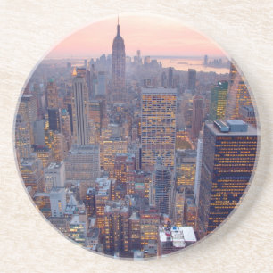 Breite Ansicht von Manhattan am Sonnenuntergang Untersetzer
