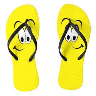 Breite Augen lächelnd gelbes Gesicht Flip Flops