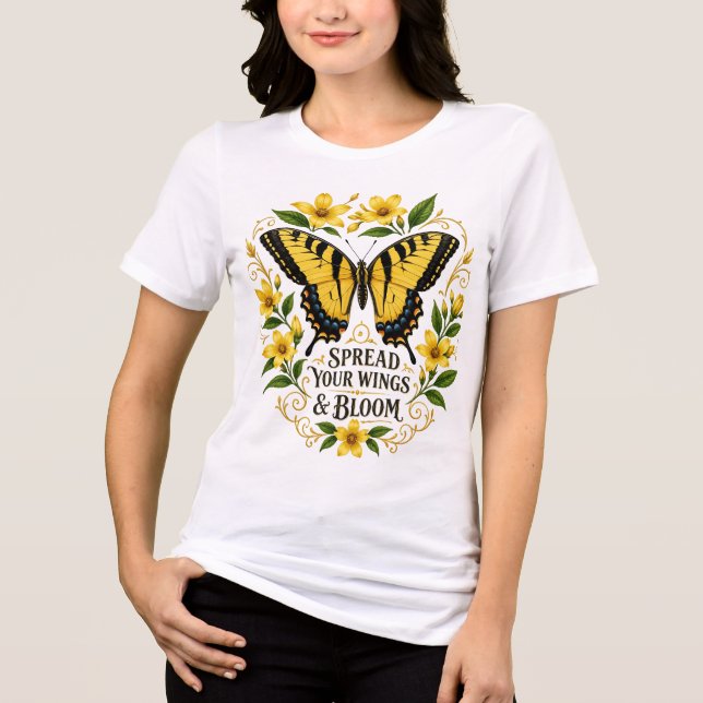 Breite deine Flügel aus und blühe auf Tri-Blend Shirt (Vorderseite)