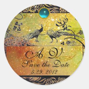 BREITE LIEBE VÖGEL MONOGRAM Schwarz-weiß Runder Aufkleber