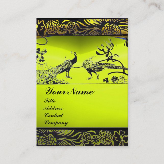BREITE LIEBE VÖGEL, Schwarz-weiß, gelber Topaz Visitenkarte (Vorderseite)