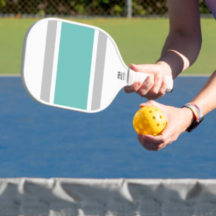 Breite Retro Aqua Leichte graue Racing Streifen au Pickleball Schläger