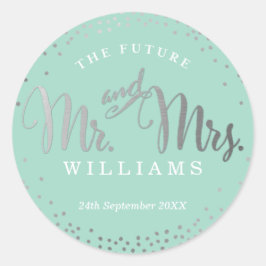 BREITE SIEGEL stilvoll Mini-silber Konfetti Minze Runder Aufkleber