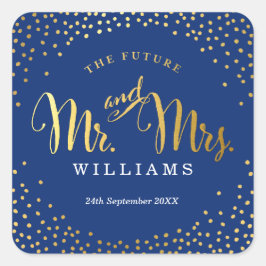 BREITE SIEGEL stilvolle Mini Gold Konfetti Marine Quadratischer Aufkleber