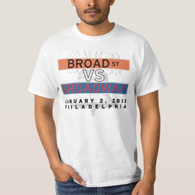 Breite Straße GEGEN Broadway-Wert-Shirt T-Shirt (Vorderseite)