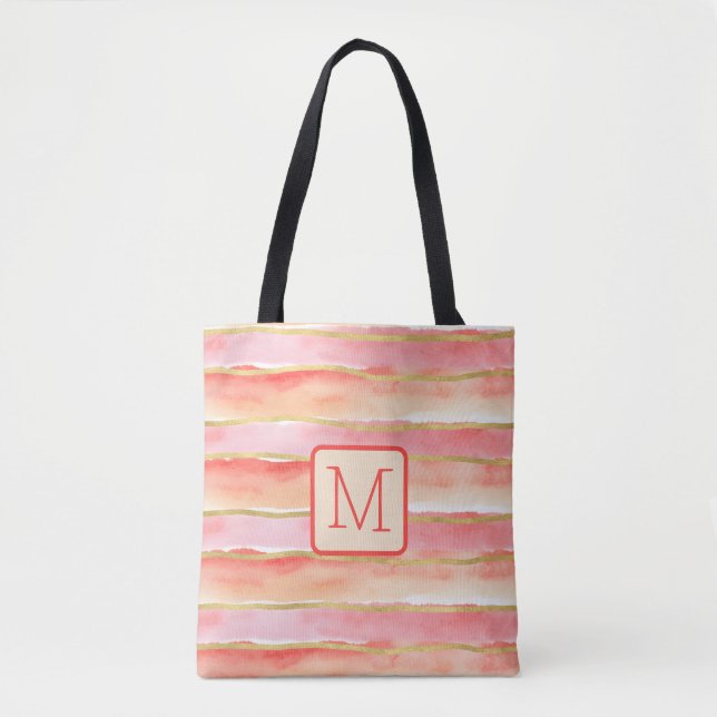 Breite Streifen Tangerine Farbbblock-Monogramm (Vorderseite)