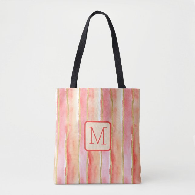 Breite Streifen-Tangerine-Farbbblock-Monogramm (Vorderseite)