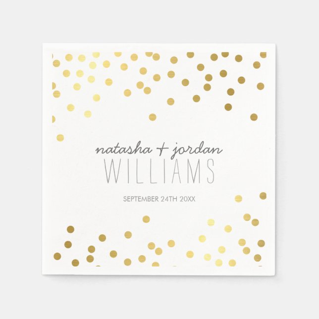 BREITE TISCH DECOR niedliche Konfetti Flecken Gold Serviette (Vorderseite)