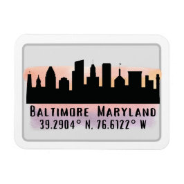 Breite und Länge der Baltimore Skyline Magnet
