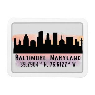 Breite und Länge der Baltimore Skyline Magnet