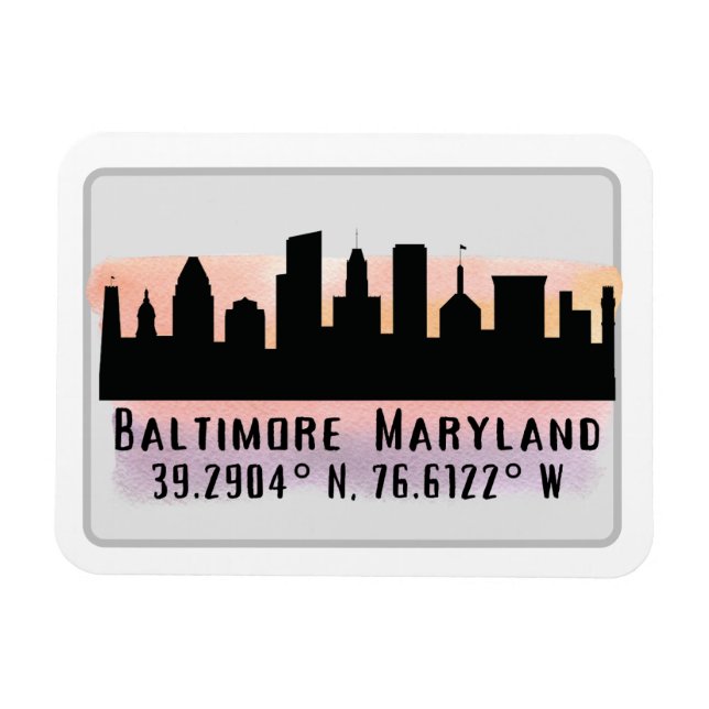 Breite und Länge der Baltimore Skyline Magnet (Horizontal)
