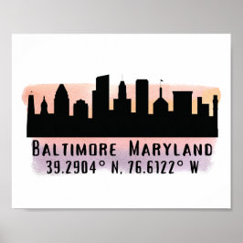 Breite und Länge der Baltimore Skyline Poster