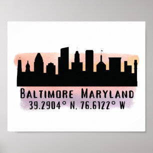 Breite und Länge der Baltimore Skyline Poster