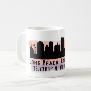 Breite und Länge der Long Beach Skyline Kaffeetasse