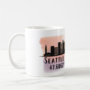 Breite und Länge der Skyline von Seattle City Kaffeetasse