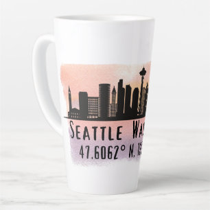 Breite und Länge der Skyline von Seattle City Milchtasse