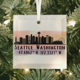 Breite und Länge der Skyline von Seattle City Ornament Aus Glas