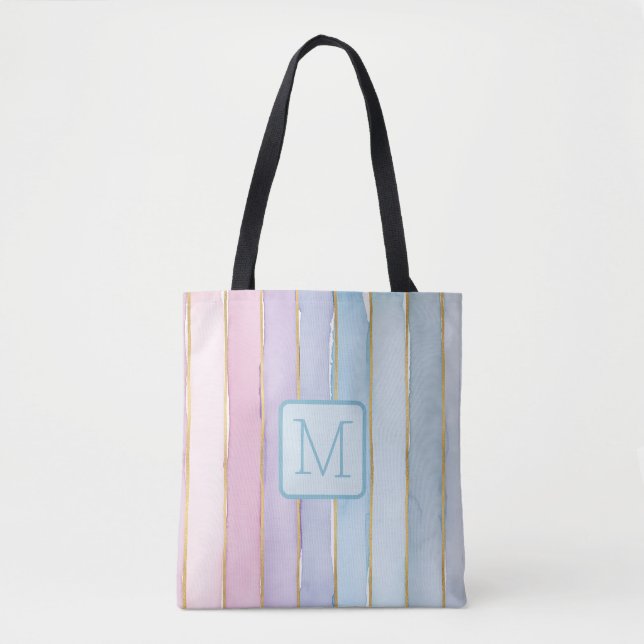 Breite vertikale Streifen in Blau, Monogramm im Fa (Vorderseite)