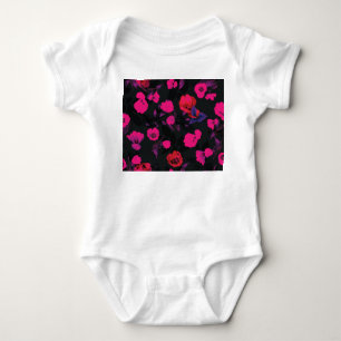 Breite Vintage, florale, stilisierte Tulpen. Baby Strampler