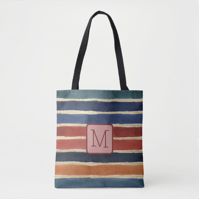 Breite Wasserfarbene Streifen Farbbblock-Monogramm (Vorderseite)