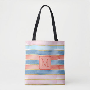 Breite Wasserfarbene Streifen Farbbblock-Monogramm