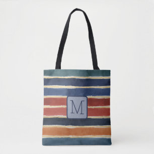 Breite Wasserfarbene Streifen Navy Farbbblock Mono