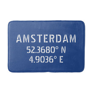 Breitengrad Amsterdam Blau Badematte