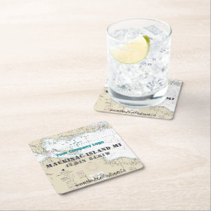 Breitengrad der Nautic-Logos Mackinac-Insel Rechteckiger Pappuntersetzer