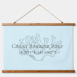 Breitengrad des Great Barrier Reef Wandteppich Mit Holzrahmen
