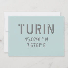 Breitengrad- und Längenkoordinaten von Turin Itali Karte