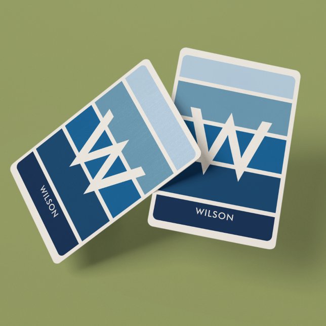Breitengrau, blau gestrichen Monogramm Persönlich Spielkarten (Von Creator hochgeladen)